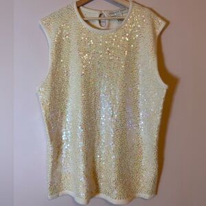 Sequin Silk&Angora Blend Sweater Tank